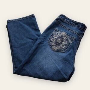 Nine West Cropped Straight Cut Blue Midrise Denim Jeans Size 8